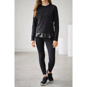 Ivivva Lululemon Girls Sz 14 Black Peplum Athletic Sweatshirt Scuba Top